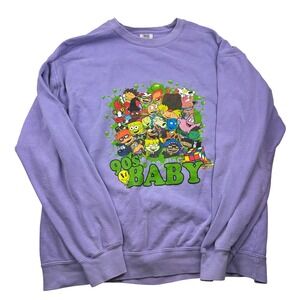 Comfort Colors Sweatshirt Mens XL Purple 90s Baby Nickelodeon Cartoon Graphic